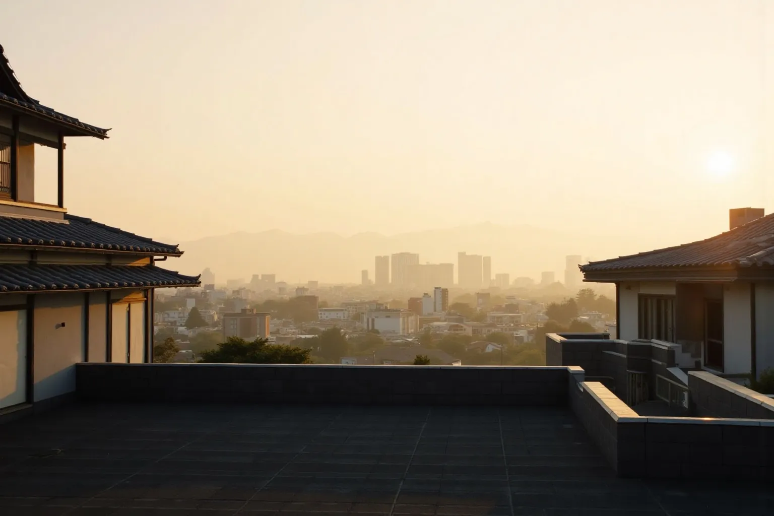 夕景の日本の街並み — AIに「選ばれる」場所をつくる。